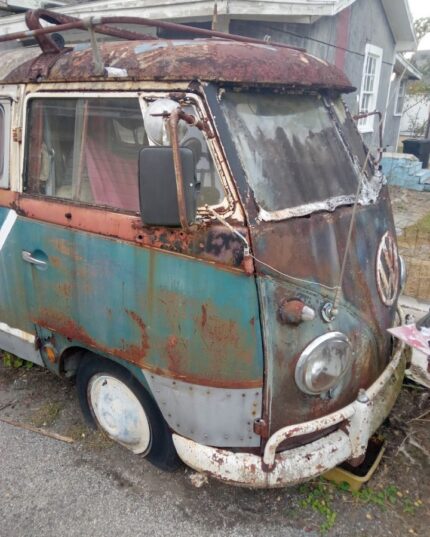 60's VW Autobus Blue White Volkswagen Bus Type 2